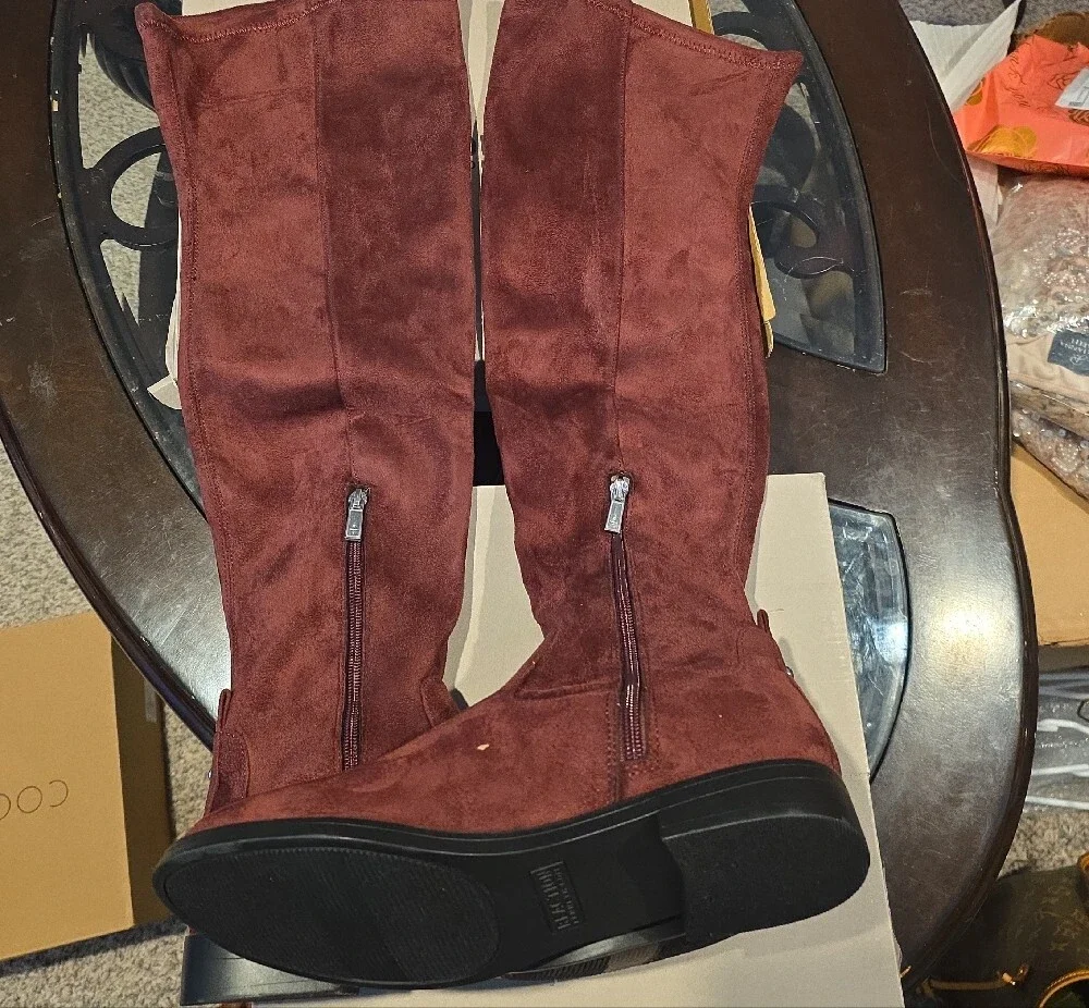 Kenneth Cole Burgundy Over-the-Knee Suede Boots